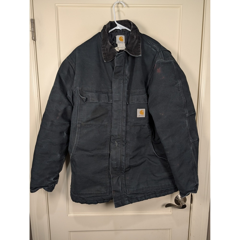 Carhartt C03 BLK Arctic Traditional Coat Black Mens 44 Quilt Lined Duck Jacket